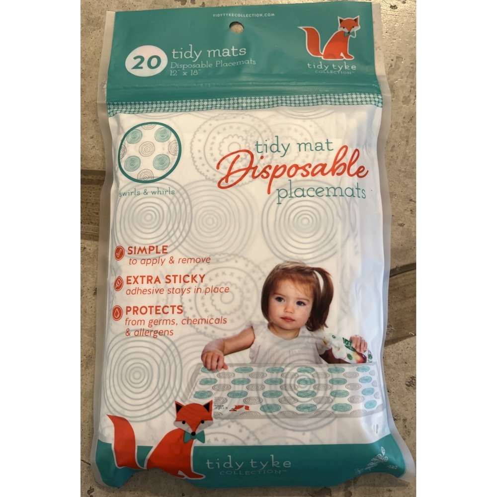 Tidy Mats Disposable Rectangular Placemats BPA Free 12"x 18" Pack of 20 New